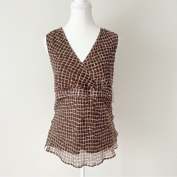 Pendleton Silk Geoprint 2 Piece Set NEW Sleeveless V-Neck Top & Midi Skirt Sz 8 - Picture 7 of 12